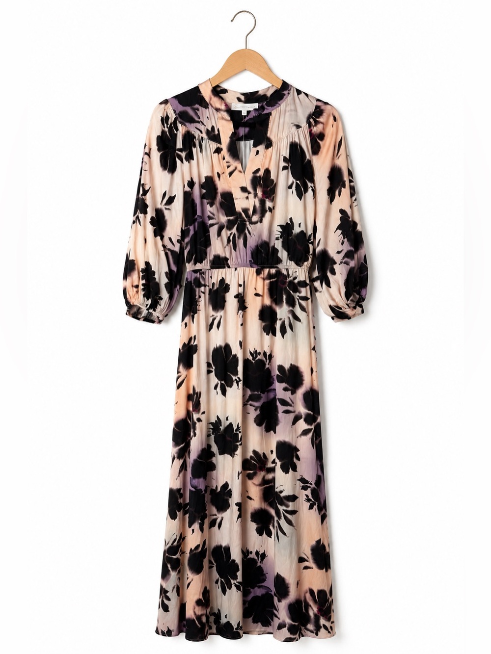 Corey Lynn Calter Floral Maxi Dress XS Blush Purple Black Boho Cottagecore NWT
